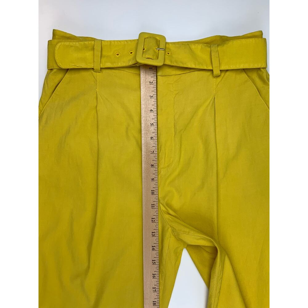 Anthropologie High Waist Pleated Trousers with Belt Limon Yellow Women's Size 8 - Picture 7 of 8